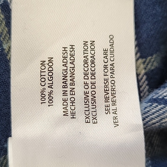 NWT GAP small blue white& green plaid loose fit flannel - Picture 5 of 6